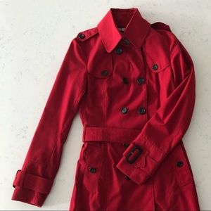 BURBERRY Designer Red Trench Coat Made in UK UK4 US2